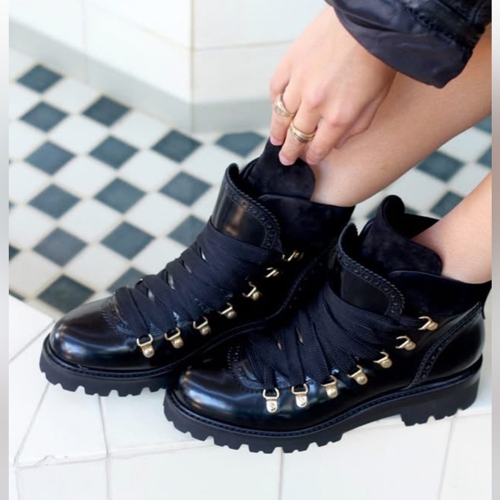 Angela Scott Black Leather Boots - Picture 2 of 13